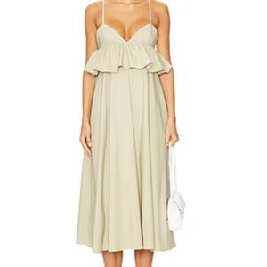 WEWOREWHAT Peplum Midi Dress in Tidal Foam